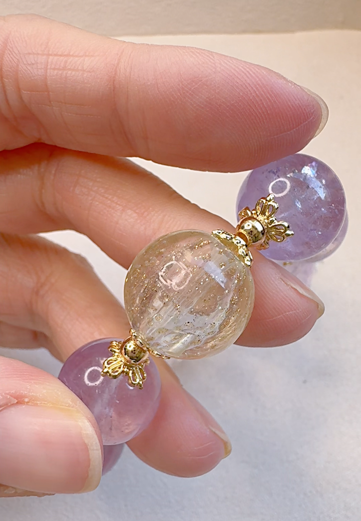 Amethyst & Clear Quartz Diffuser Bracelet