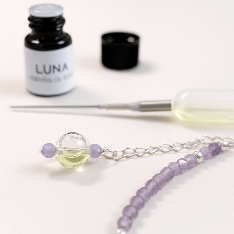 Luna Whisper Amethyst Bracelet — Sterling Silver, Handcrafted Diffuser Bead & Calming Energy