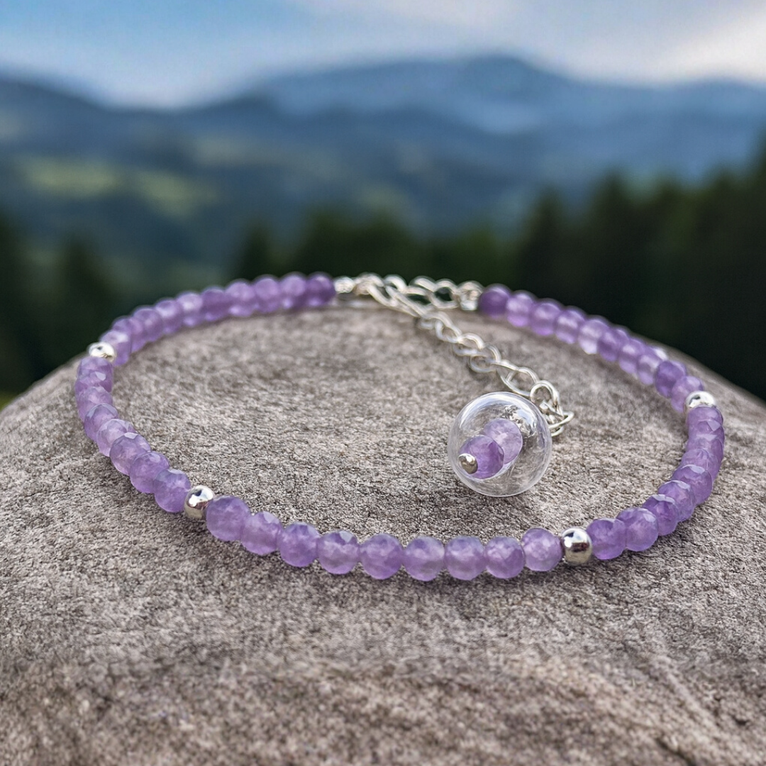 Luna Whisper Amethyst Bracelet — Sterling Silver, Handcrafted Diffuser Bead & Calming Energy