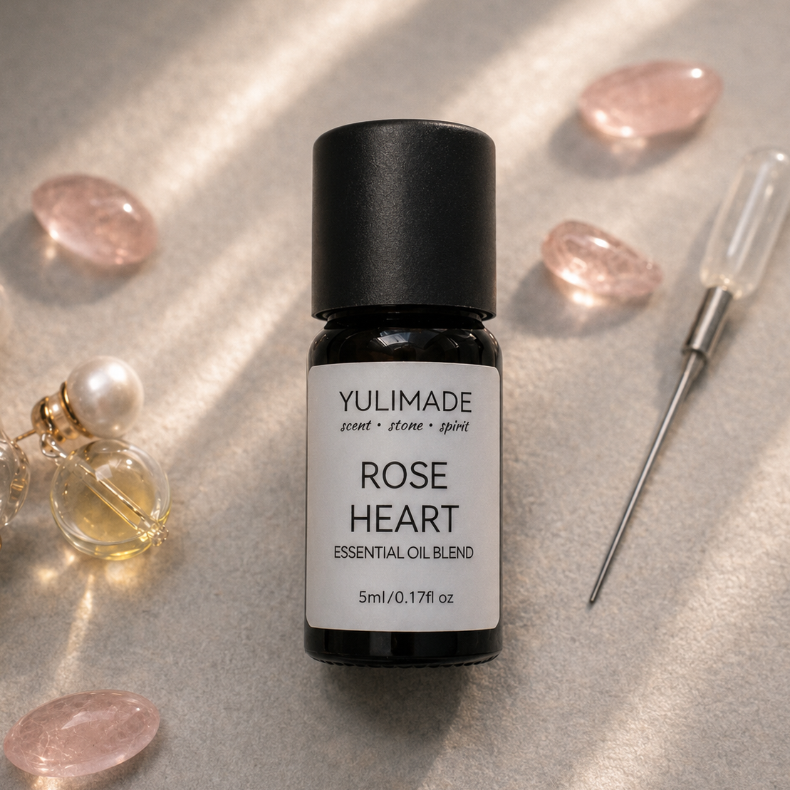 Mezcla de aceites esenciales de corazón de rosa — Armonía y amor propio | Aromaterapia para el equilibrio emocional y la conexión afectiva