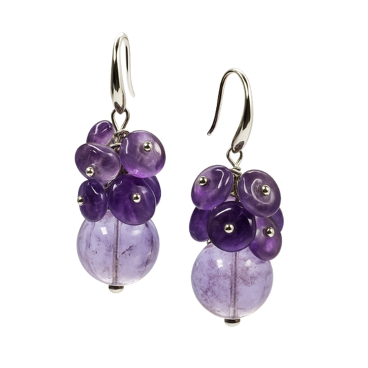 Bloomlight Amethyst Earrings — Handcrafted Aromatherapy Jewelry for Calm & Clarity