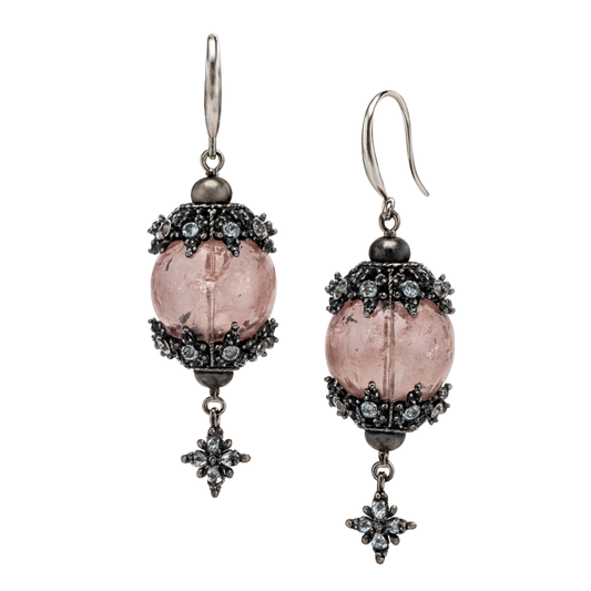 Obsidian Guardian Earrings with Gothic Handcrafted Glass Diffuser Bead | Protection & Intuition