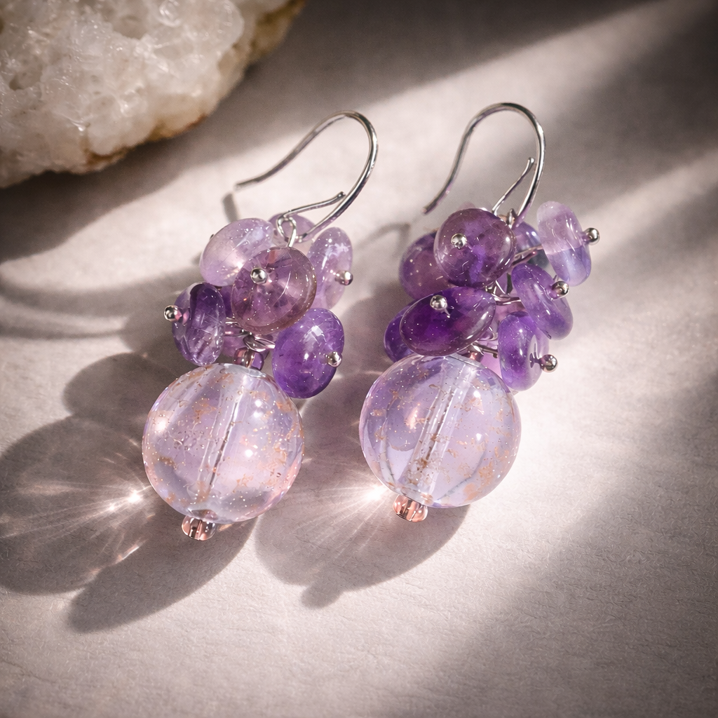 Luna Amethyst Diffuser Earrings — Aromatherapy Jewelry