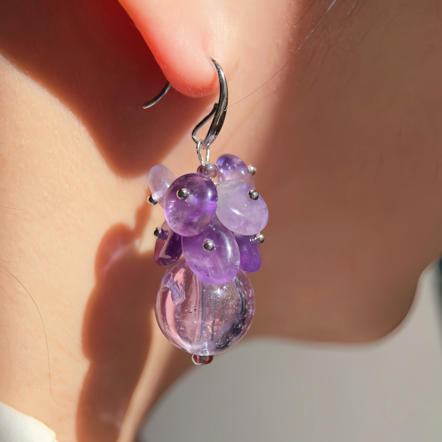 Pendientes de amatista Bloomlight — Joyería artesanal de aromaterapia para la calma y la claridad