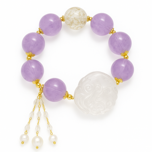 Amethyst & Clear Quartz Diffuser Bracelet