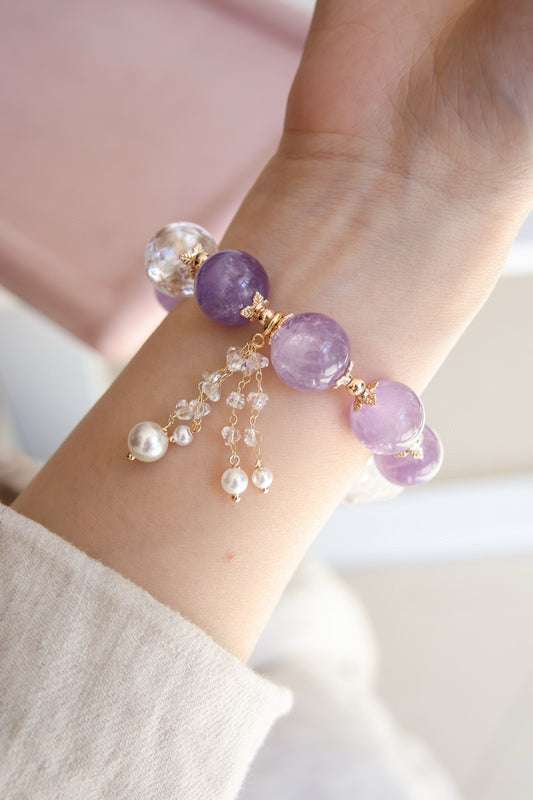 Amethyst & Clear Quartz Diffuser Bracelet