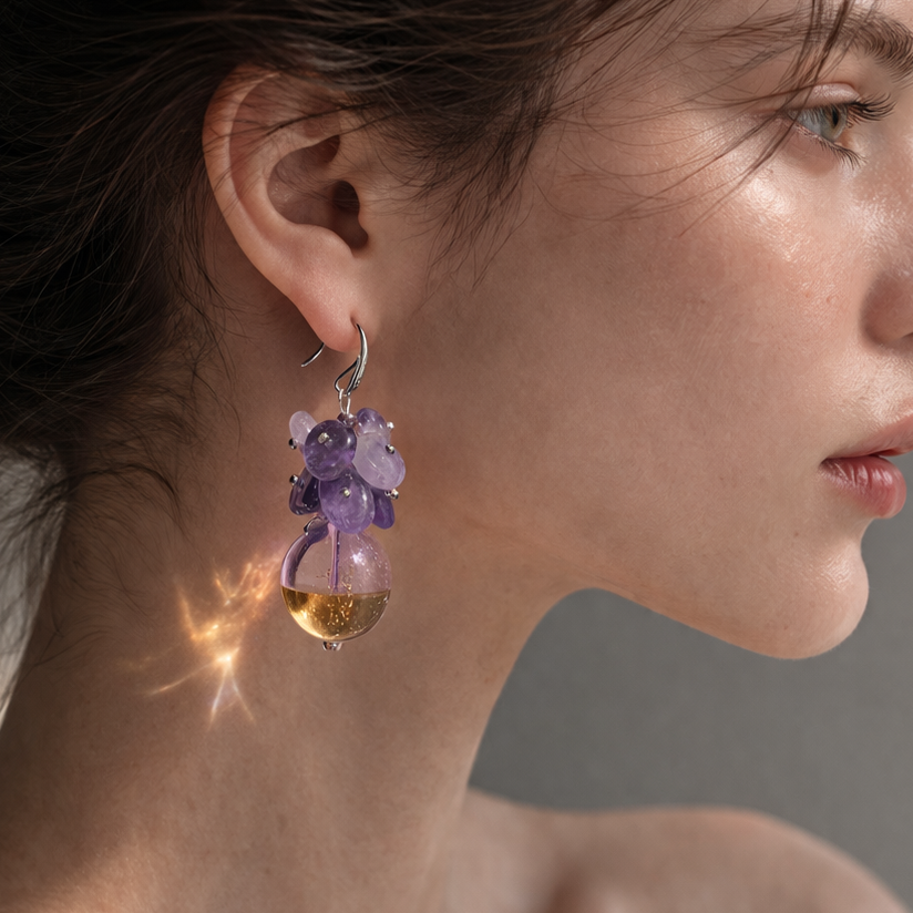 Luna Amethyst Diffuser Earrings — Aromatherapy Jewelry