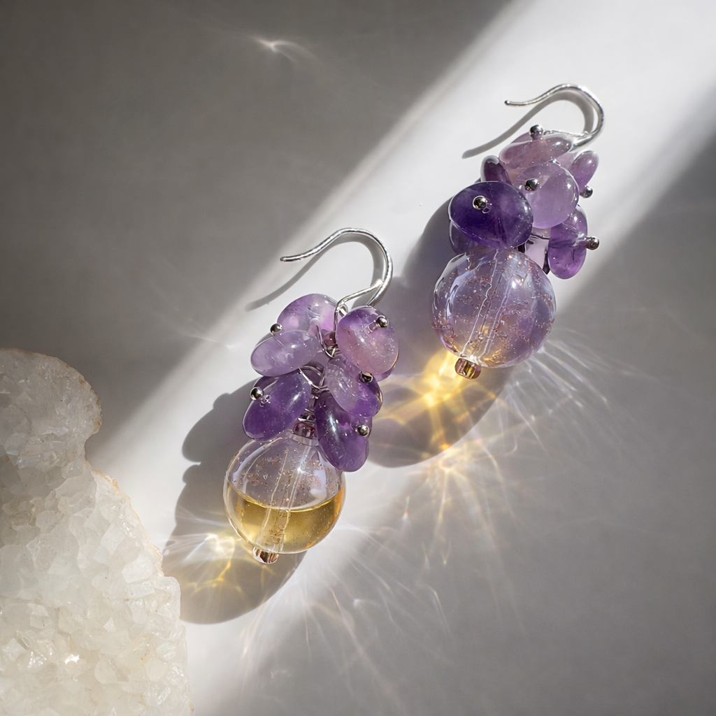 Luna Amethyst Diffuser Earrings — Aromatherapy Jewelry