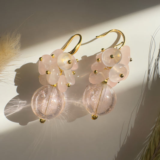 Bloomlight Rose Quartz Earrings — Handcrafted Aromatherapy Jewelry for Love & Harmony