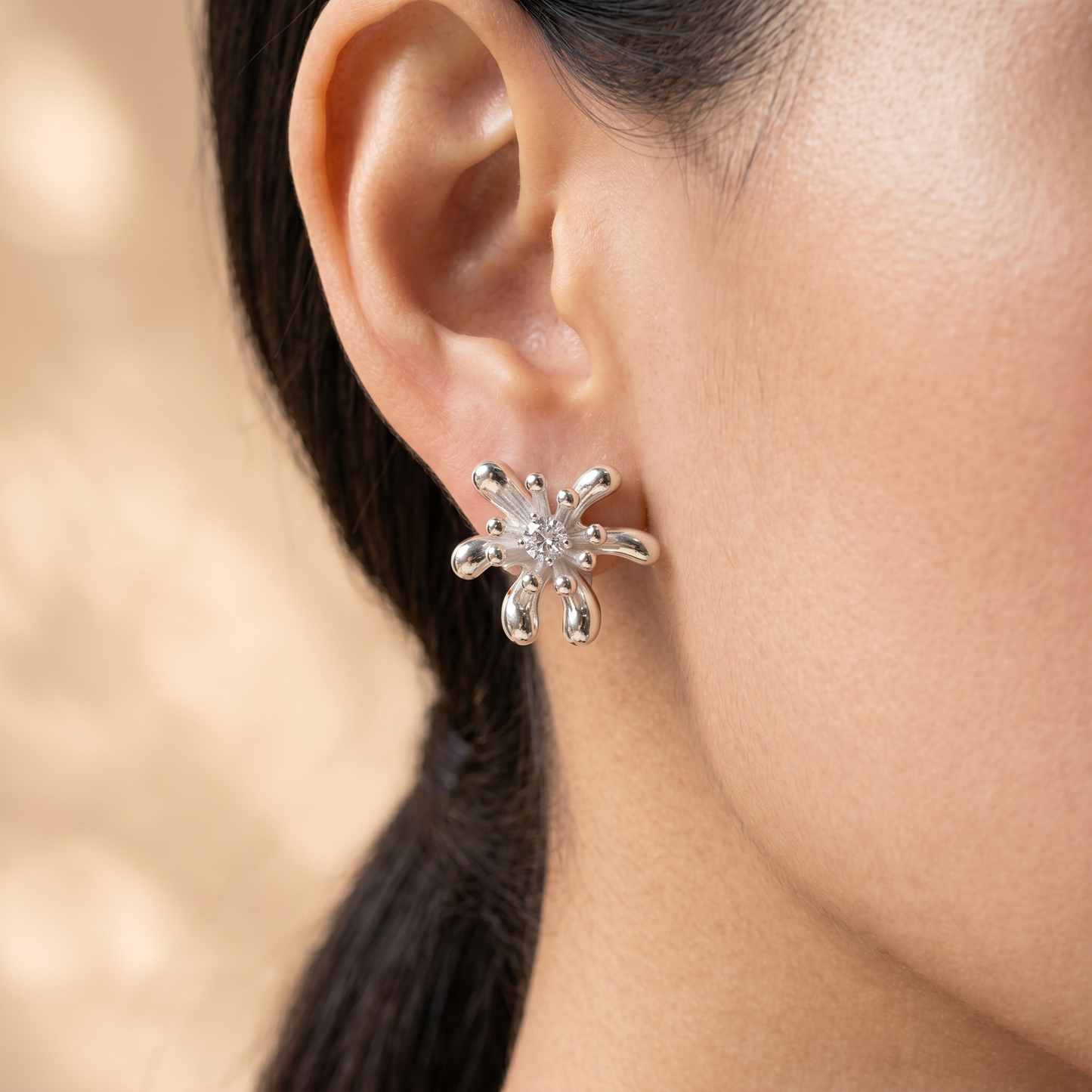 Smoky Blossom Aroma Earrings — Smoky Quartz & Hand-Blown Glass